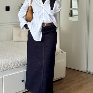 Jupe en jean bleu foncé