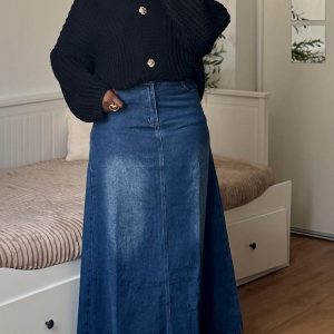 Jupe en jean sans fente trapèze