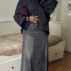 Jupe en jean sans fente trapèze